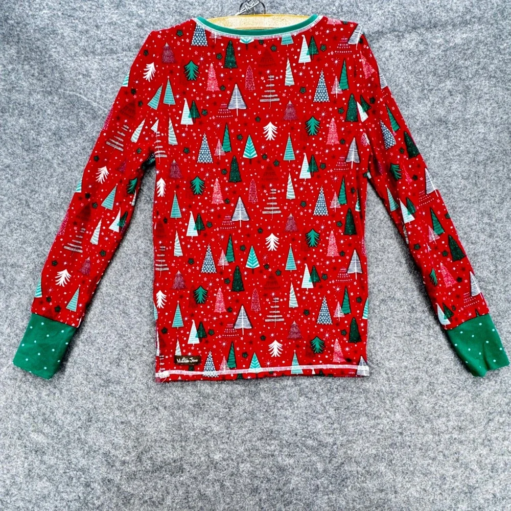 Matilda Jane Kids Christmas Tree Pajama Set Size 10‎ Red Green Stripe Holiday